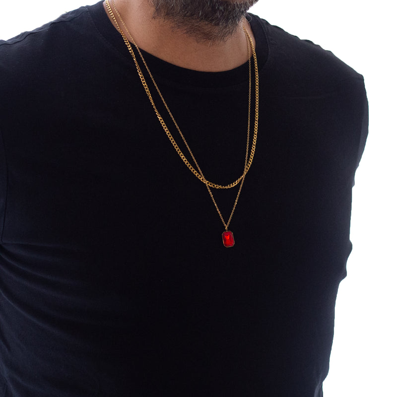 Crystal Double Chain 77 (Gold-Red)