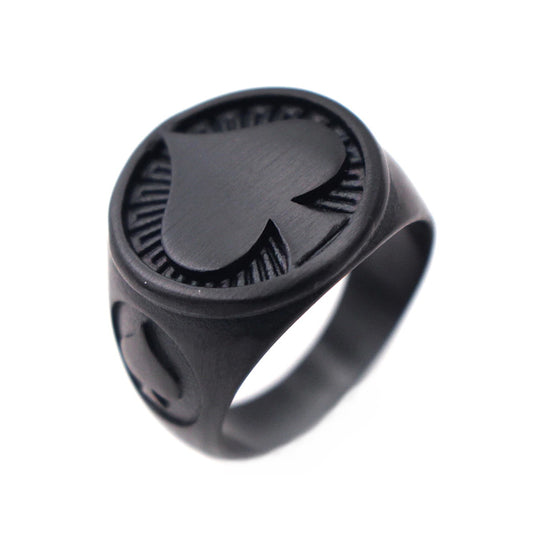 Ανδρικό μαύρο ατσάλινο δαχτυλίδι Ace