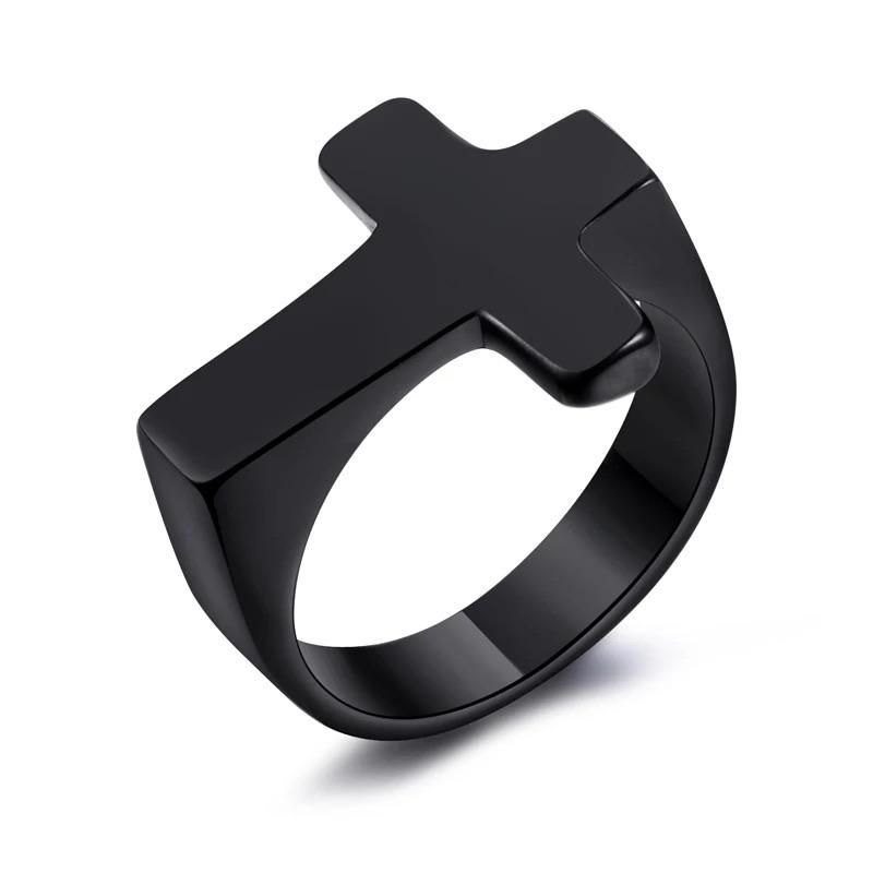 Ανδρικό μαύρο ατσάλινο δαχτυλίδι Cross 430