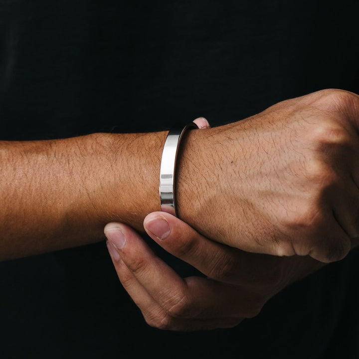  Solid Cuff 8mm ασημί ανδρικό ατσάλινο cuff βραχιόλι από ανοξείδωτο ατσάλι 316L