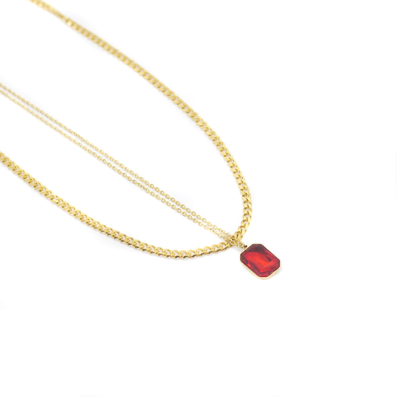 Crystal Double Chain 77 (Gold-Red)